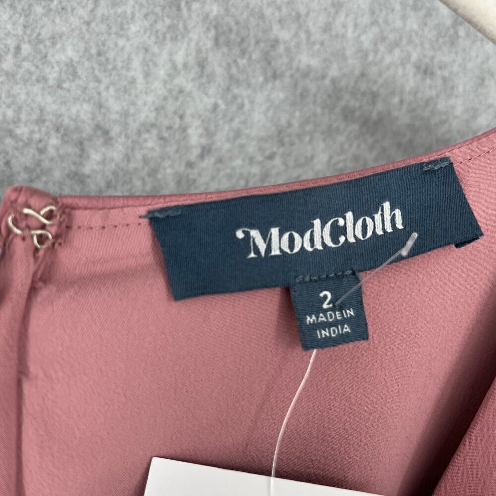 ModCloth Your Luxe-y Day Satin Midi Dress Size 2 Rose Pink Feminine Event NEW - Picture 7 of 13